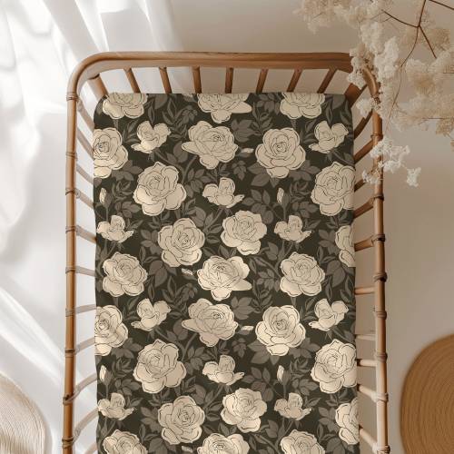 Boho Rose Floral Fitted Crib Sheet / Baby Bedding / Toddler Mattress Sheet / Baby Shower Gift / Newborn Crib Sheet / Changing Pad Cover