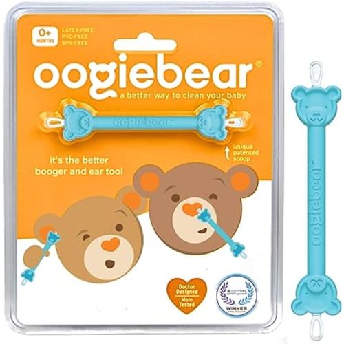 oogiebear - Nose and Ear Gadget. Safe, Easy Nasal Booger and Ear Wax Remover for Newborns, Infants and Toddlers. Dual Earwax and Snot Remover. Aspirator Alternative - 1 Blue booger picker