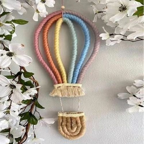 Colorful Hot Air Balloon Hanging Decoration Boho Rainbow Tassel
