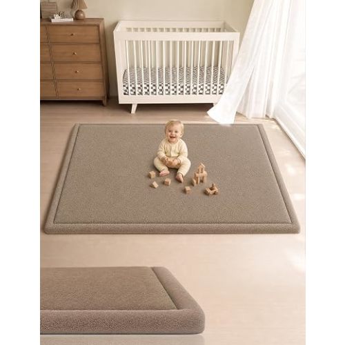 Baby Play Mat for Floor, 1.3" Thick Elasti-Foam 71x59 Playpen Mat