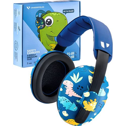 Vanderfields Baby Ear Protection Toddler - Baby Ear Muffs Noise Protection Infant - 22dB NRR - Age 3 Months / 2 Years - Dinosaur Club