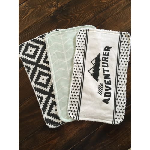 Little Adventurer Burp cloth set mint chevron by TheCoralCottage
