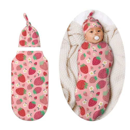 Strawberry Swaddle Blankets Soft Receiving Blanket Baby Swaddle Wrap for Baby Girls Boys