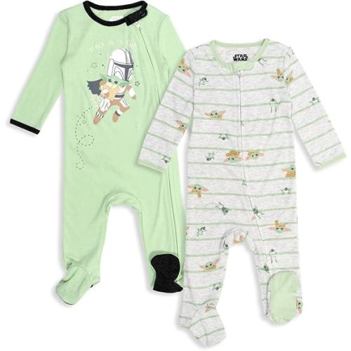 STAR WARS Chewbacca R2- D2 Darth Vader Stormtrooper Baby 2 Pack Zip Up Long Sleeve Sleep N' Play Coveralls Newborn to Infant