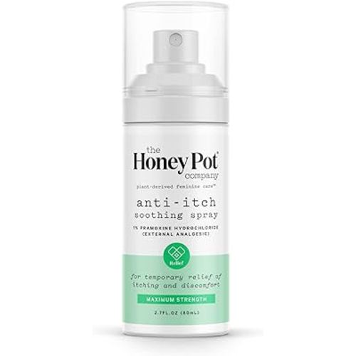 The Honey Pot Company - Feminine Anti-Itch Spray - at Home or On The Go Medicated to Relieve Itch and Irritation. Maximum Strength - 2.71 fl. Oz.