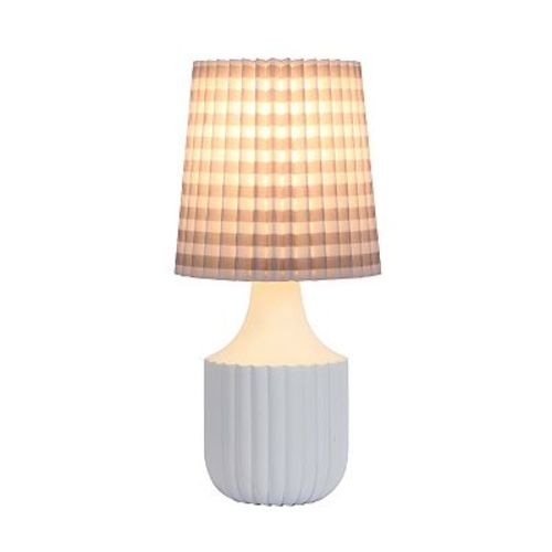 White Accent Lamp with Blue & White Pleated Shade