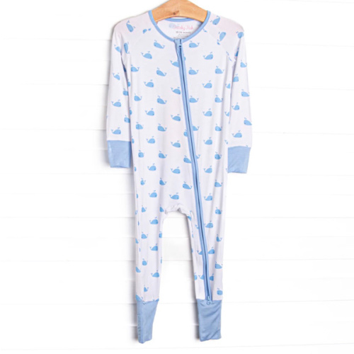 Whale Watch Bamboo Zippy Pajama, Blue – Stitchy Fish