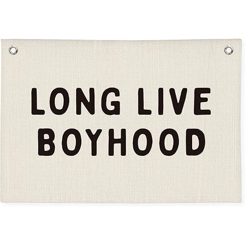 Long Live Boyhood Banner, Boy Nursery Decor, Linen Banner Wall Hanging Flag Decor for Nursery Playroom Toddler Boys Kids Room