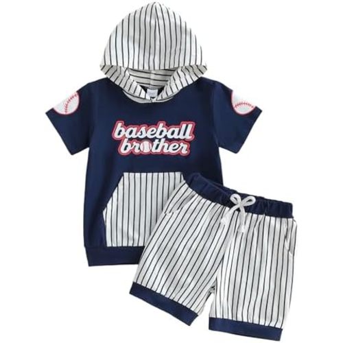 TheFound Baby Boy Summer Clothes Short Sleeve Hooded Tops Drawstring Shorts Toddler Baby Boy Outfit 3 6 12 18 24 Months 3T