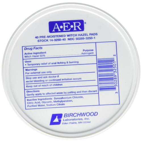 AER Witch Hazel Hemorrhoid Pads 40 Ct | Witch Hazel for Hemorrhoids | Postpartum Cooling Pads | Witch Hazel Astringent for Face | Witch Hazel Pads for Postpartum Care | Medicated Pads for Vaginal Care