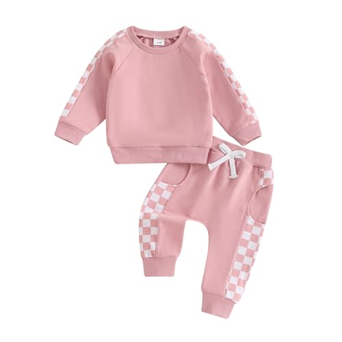 Toddler Baby Girl Clothes Contrast Color Fall Winter Outfit Long Sleeve Sweatshirts and Pants Newborn Infant Set