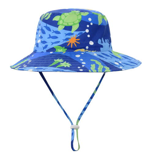 American Trends UPF 50+ Baby Boy Sun Hat Sun Protective Cute Wide Brim Summer Kids Beach Bucket Hats Toddler Sun Hats for Girl Underwater World S