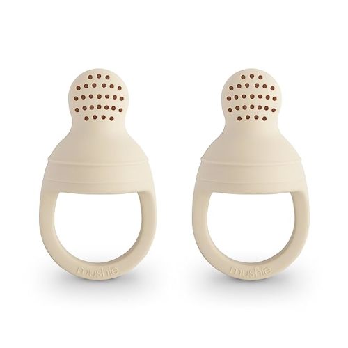 mushie Silicone Baby Fresh Fruit & Food Feeder Pacifier | 6 Months+ (Shifting Sand)