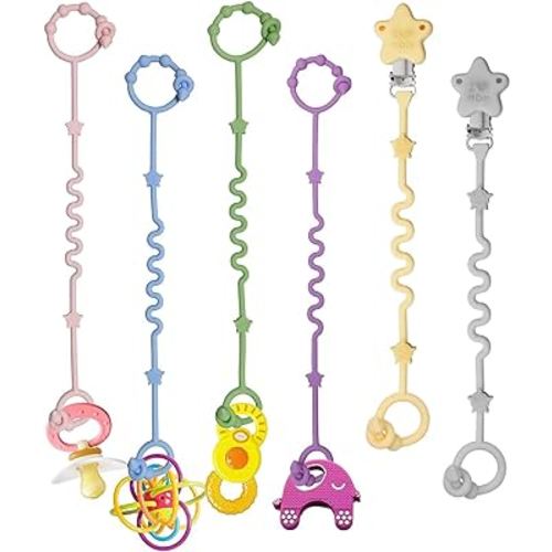 Toy Straps for Baby,RTMOK Silicone Setpacifier Clip,Applies to Car Seat Toy,Teether Toy,High Chair,Stroller Accessories,Baby Toy Clips,Cribs,Rocking Chair (6-Pack (Multi-Color))