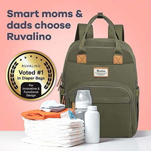 RUVALINO Baby Diaper Bag Backpack, Waterproof Large Capacity