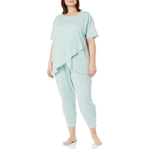 Amazon Essentials Women's Soft Cotton Modal Maternity and Nursing Pajamas, Short Sleeve Loungewear Sleepwear Set with Pants