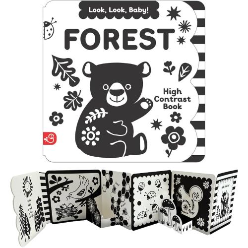 Look, Look, Baby! Forest: Black and White High Contrast Tummy Time Book for Newborns