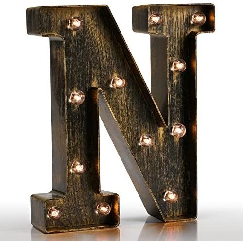 Pooqla Vintage Light Up Marquee Letters with Lights – Illuminated Industrial Style Lighted Alphabet Letter Signs - Coffee Bar Apartment Bedroom Wall Home Initials Decor A-Z