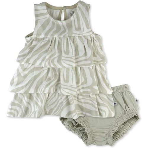 HonestBaby Girls' 100% Organic Cotton Flutter Tee With Ruffle Diaper Cover