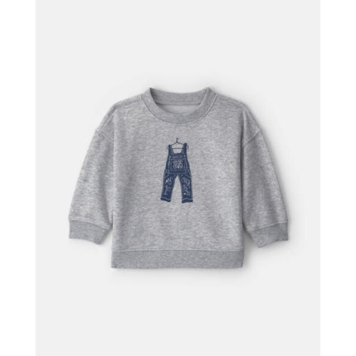 Baby Boy Overall French Terry Sweater - Grey - OshKosh B'gosh | Carter's