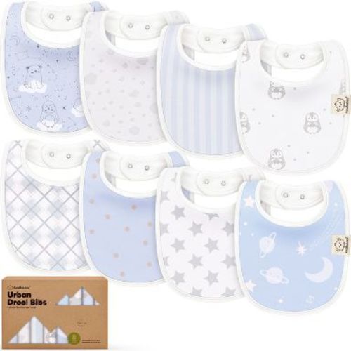 KeaBabies 8pk Organic Baby Bibs for Boy, Baby Drool Bib for Toddler Boys, Girls, Newborn Baby Teething Bibs (Constellation)