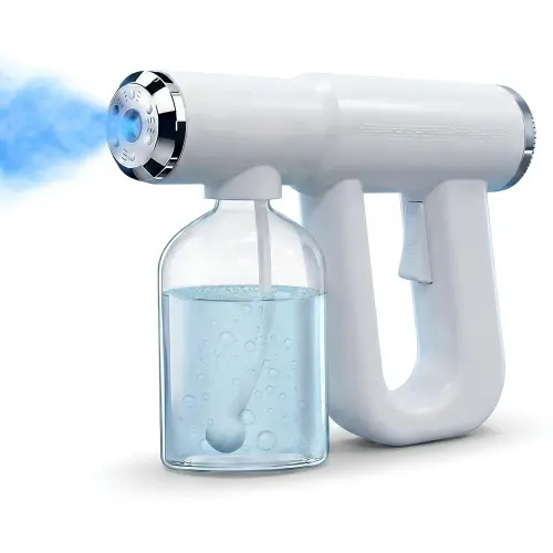 GJANSH Cordless Nano Spray Gun, Rechargeable Fine Mist Atomizer, Portable Blue Light Sprayer for Barber & Home Cleaning - TikTok Shop