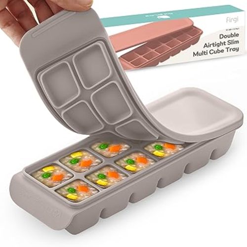 0.7 oz/12 Sections Silicone Ice Cube Freezer Tray with Lid, 100% Food-Grade Platinum Silicone,Leak Resistance & Dishwasher Safe for Baby Food Prep,Breast Milk,Purees - Korean Made, Gray