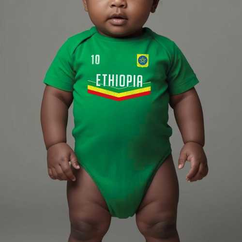 Ethiopia Soccer Infant Bodysuit, African Baby Clothes, Ethiopian Heritage Outfit, Cute Gift for Newborns, Baby Onesie, Newborn Romper 03