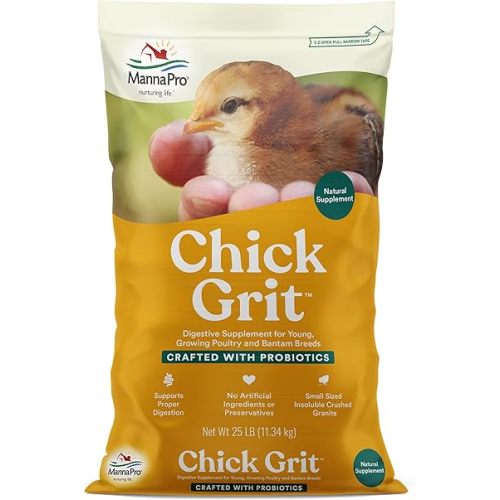Manna Pro Chick Grit, Digestive Supplement for Young Poultry and Bantam Breed, Probiotics to Support Digestion, No Artificial Ingredients or Preservatives, Insoluble Crushed Granite, 25 lbs