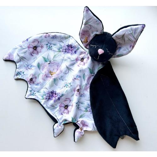 Personalized Bat Lovey Blanket: Floral Baby Security Blanket