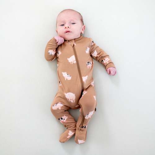 Zippered Footie in Pig