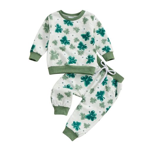 Cute Baby Girl Clothes Long Sleeve Print Sweatshirt Top and Pants Set Toddler Girl Fall Outfits