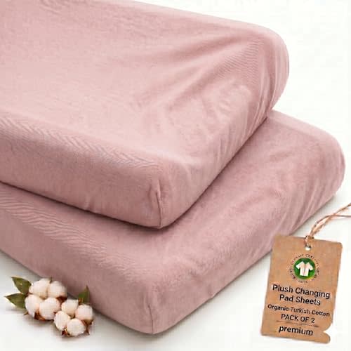 2-Pack Thick Organic Changing Pad Covers Boy, Girl - GOTS 100% Certified Organic Turkish Cotton - Baby Nursery Diaper Countered Changing Pad Sheets,Peanut Table Contour Pads Cover Boys and Girls