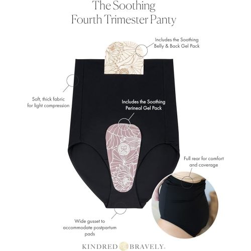 Kindred Bravely Postpartum Panty, Essential Underwear with 2 Hot or Cold Gel Packs