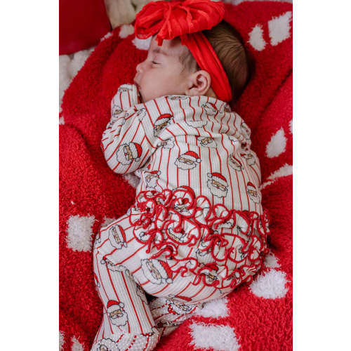 Christmas Bamboo Waffle Ruffle Zipper Footie | Holly & Jolly – Caden Lane
