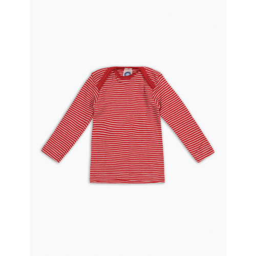Wool/Silk Baby Top in Red and White Stripe