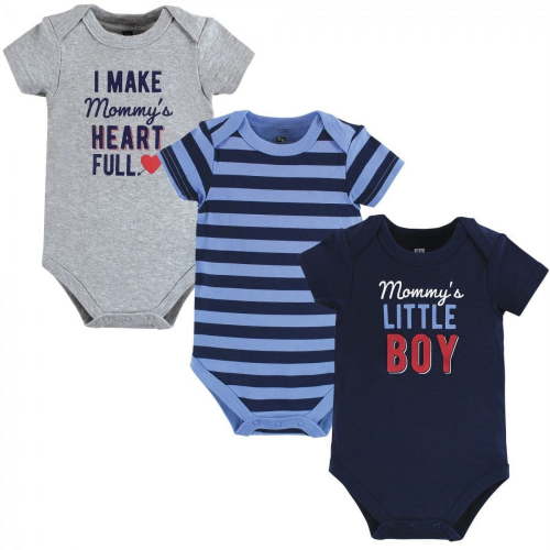 Hudson Baby Infant Boy Cotton Bodysuits, Mommys Little Boy, 12-18m