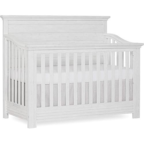 Waverly 5-in-1 Full Panel Convertible Crib in Weathered White, Greenguard Gold Certified 58.75x31.25x46.5 Inch (Pack of 1)