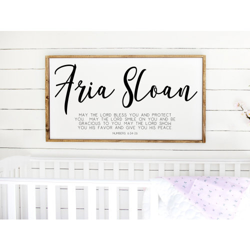 Nursery Name Sign, Baby Scripture  Decor, Bible Verse Wall Art, Numbers 6:24-26 May the Lord bless you and protect you