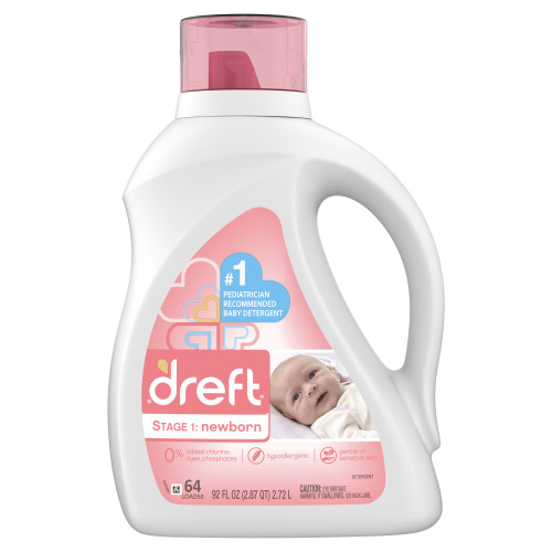 Dreft Stage 1: Newborn Baby Liquid Laundry Detergent, 64 Loads 92 fl oz