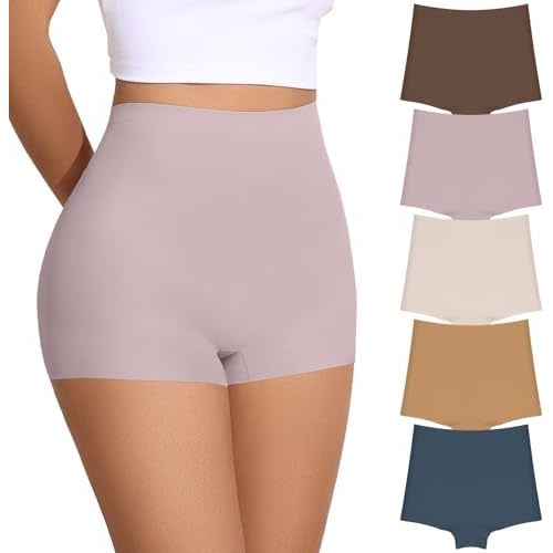 FallSweet No Show Boy Shorts Underwear for Women Seamless Panties Boxer Briefs Pack