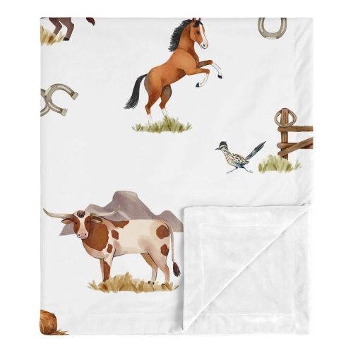 Sweet Jojo Designs Boy Baby Security Blanket Country Western Taupe Brown and Cream
