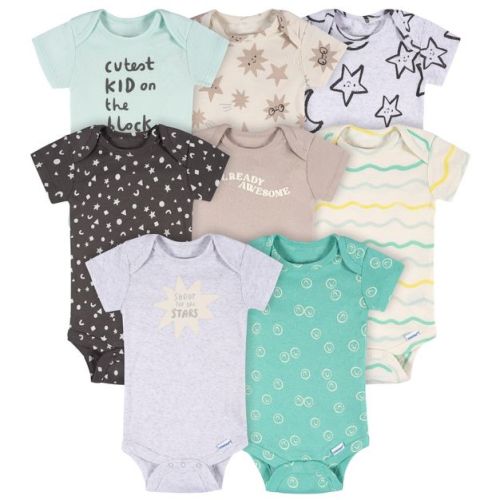 Onesies Brand Baby Neutral 8-Pack Short Sleeve Onesies Bodysuits, Awesome Stars, 0-3 Months