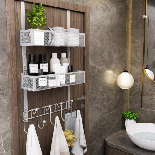 cangbaoge Over The Door Organizer With 9 Hooks And 2 Mesh Baskets - Heavy Duty Stainless Steel Hanging Storage For Bathroom, Bedroom, And Kitchen | Wayfair