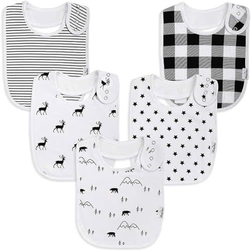Organic Cotton Baby Bibs for Boys & Girls – Soft, Absorbent Teething & Drool Bibs - Adjustable Snaps for Toddlers