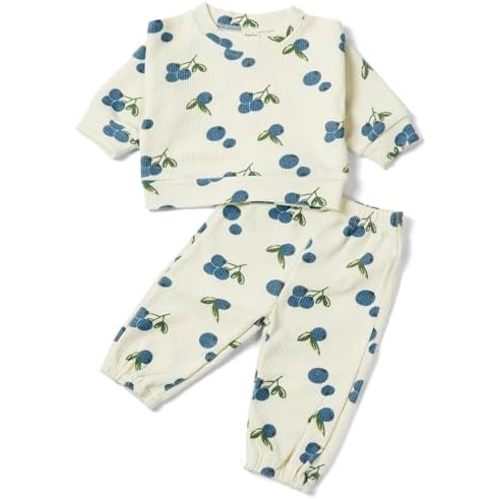 Toddler Baby Waffle Food Long Sleeve Sweatshirt Top Jogger Pants Set Cute Fall Winter Clothes Set