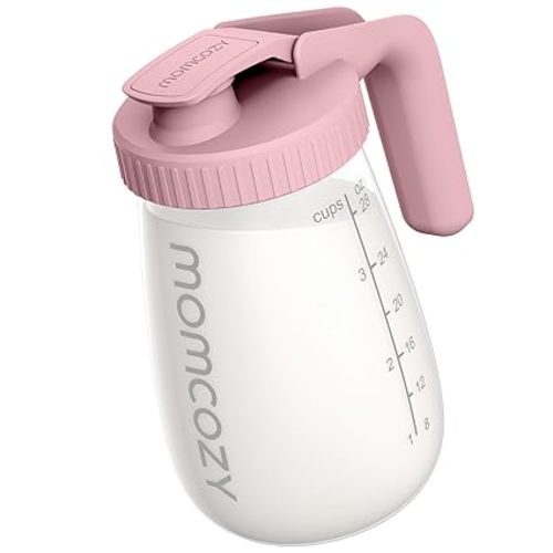 Momcozy Breast Milk Pitcher, Resistant to Heat and Cold Abrupt Temp Swings, No Leak Breast Milk Fridge Storage Container With Wide Mouth, Fast Baby Formula Maker, Breastfeeding Essentials, Pink