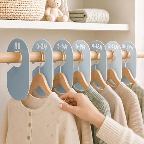 Giftacity 7Pcs Blue Baby Clothes Size Dividers for Nursery Closet Organizer