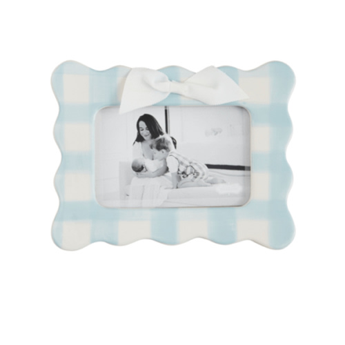 Horizontal Blue Bow Ceramic Frame – 4" x 6" | Mud Pie