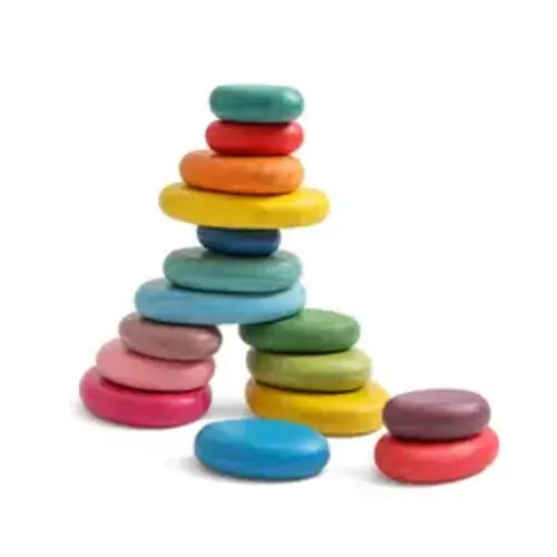OESSUF 16pcs Extra-Large Wooden Sorting Stacking Rocks - Safe Montessori Toys for 1-3 Year Old, Waldorf Wooden Blocks for Toddlers 1-3, Smooth Stacking Stones for Toddlers, for Kids DealsForYouDays,back to school,sohochic - TikTok Shop